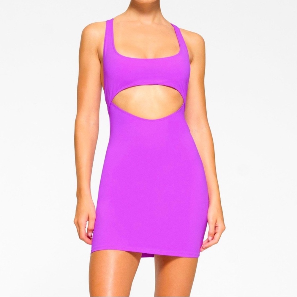 SKIMS Recycled Swim Cutout Tank Dress in Violet NWT